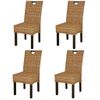 Pack 4 Uds Silla De Comedor | Silla De Cocina | Mueble De Comedor Kubu Ratán Madera De Mango Cfw789731