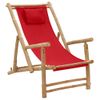 Sillón De Playa| Silla De Playa De Bambú Y Lona Rojo Cfw790086