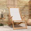 Sillón De Salón | Silla De Playa Plegable De Madera Maciza De Teca Crema Cfw790094