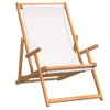 Sillón De Salón | Silla De Playa Plegable De Madera Maciza De Teca Crema Cfw790094