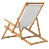 Sillón De Salón | Silla De Playa Plegable De Madera Maciza De Teca Crema Cfw790094