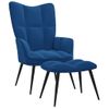 Sillón De Relax | Silla De Relax | Silla De Relajación Con Reposapiés Terciopelo Azul Cfw790131