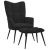 Sillón De Salón | Silla De Relajación Con Reposapiés Terciopelo Negro Cfw790138