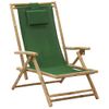 Silla De Relax | Silla De Relax | Silla De Relajación Reclinable De Bambú Y Tela Verde Cfw790193