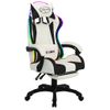 Silla Gaming | Silla De Oficina | Silla Gamer Ergonomica Con Luces Led Rgb Cuero Sintético Negro Y Blanco Cfw790210