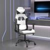 Silla Gaming | Silla De Oficina | Silla Gamer Ergonomica Con Reposapiés Cuero Sintético Blanco Negro Cfw790230