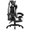 Silla Gaming | Silla De Oficina | Silla Gamer Ergonomica Con Reposapiés Cuero Sintético Blanco Y Negro Cfw790232