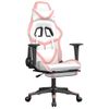 Silla Gaming | Silla De Oficina | Silla Gamer Ergonomica Con Reposapiés Cuero Sintético Blanco Y Rosa Cfw790233