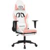 Silla Gaming | Silla De Oficina | Silla Gamer Ergonomica Con Reposapiés Cuero Sintético Blanco Y Rosa Cfw790234