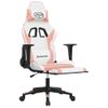 Silla Gaming | Silla De Oficina | Silla Gamer Ergonomica Con Reposapiés Cuero Sintético Blanco Y Rosa Cfw790234