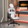 Silla Gaming | Silla De Oficina | Silla Gamer Ergonomica Con Reposapiés Cuero Sintético Blanco Y Rosa Cfw790235