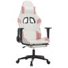 Silla Gaming | Silla De Oficina | Silla Gamer Ergonomica Con Reposapiés Cuero Sintético Blanco Y Rosa Cfw790235