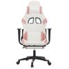 Silla Gaming | Silla De Oficina | Silla Gamer Ergonomica Con Reposapiés Cuero Sintético Blanco Y Rosa Cfw790235