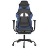 Silla Gaming | Silla De Oficina | Silla Gamer Ergonomica Con Reposapiés Cuero Sintético Negro Azul Cfw790241