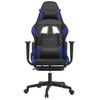 Silla Gaming | Silla De Oficina | Silla Gamer Ergonomica Con Reposapiés Cuero Sintético Negro Azul Cfw790242