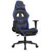 Silla Gaming | Silla De Oficina | Silla Gamer Ergonomica Con Reposapiés Cuero Sintético Negro Azul Cfw790243