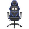 Silla Gaming | Silla De Oficina | Silla Gamer Ergonomica Con Reposapiés Cuero Sintético Negro Azul Cfw790243