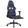 Silla Gaming | Silla De Oficina | Silla Gamer Ergonomica Con Reposapiés Cuero Sintético Negro Azul Cfw790243