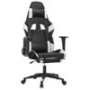 Silla Gaming | Silla De Oficina | Silla Gamer Ergonomica Con Reposapiés Cuero Sintético Negro Blanco Cfw790244