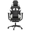 Silla Gaming | Silla De Oficina | Silla Gamer Ergonomica Con Reposapiés Cuero Sintético Negro Blanco Cfw790244