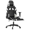 Silla Gaming | Silla De Oficina | Silla Gamer Ergonomica Con Reposapiés Cuero Sintético Negro Blanco Cfw790244