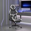 Silla Gaming | Silla De Oficina | Silla Gamer Ergonomica Con Reposapiés Cuero Sintético Negro Blanco Cfw790246