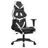 Silla Gaming | Silla De Oficina | Silla Gamer Ergonomica Con Reposapiés Cuero Sintético Negro Blanco Cfw790246