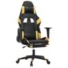 Silla Gaming | Silla De Oficina | Silla Gamer Ergonomica Con Reposapiés Cuero Sintético Negro Dorado Cfw790254