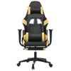 Silla Gaming | Silla De Oficina | Silla Gamer Ergonomica Con Reposapiés Cuero Sintético Negro Dorado Cfw790254