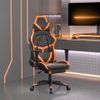 Silla Gaming | Silla De Oficina | Silla Gamer Ergonomica Con Reposapiés Cuero Sintético Negro Naranja Cfw790264