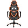 Silla Gaming | Silla De Oficina | Silla Gamer Ergonomica Con Reposapiés Cuero Sintético Negro Naranja Cfw790264