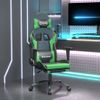 Silla Gaming | Silla De Oficina | Silla Gamer Ergonomica Con Reposapiés Cuero Sintético Negro Verde Cfw790277