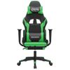 Silla Gaming | Silla De Oficina | Silla Gamer Ergonomica Con Reposapiés Cuero Sintético Negro Verde Cfw790277