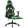 Silla Gaming | Silla De Oficina | Silla Gamer Ergonomica Con Reposapiés Cuero Sintético Negro Verde Cfw790277