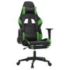 Silla Gaming | Silla De Oficina | Silla Gamer Ergonomica Con Reposapiés Cuero Sintético Negro Verde Cfw790279