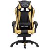 Silla Gaming | Silla De Oficina | Silla Gamer Ergonomica Con Reposapiés Cuero Sintético Negro Y Dorado Cfw790282