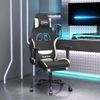 Silla Gaming | Silla De Oficina | Silla Gamer Ergonomica Con Reposapiés Tela Crema Y Negro Cfw790289