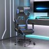 Silla Gaming | Silla De Oficina | Silla Gamer Ergonomica De Masaje Con Reposapiés Tela Negro Y Azul Cfw790376