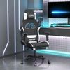 Silla Gaming | Silla De Oficina | Silla Gamer Ergonomica De Masaje Con Reposapiés Tela Negro Y Blanco Cfw790377