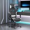 Silla Gaming | Silla De Oficina | Silla Gamer Ergonomica De Masaje Con Reposapiés Tela Negro Y Blanco Cfw790378