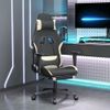 Silla Gaming | Silla De Oficina | Silla Gamer Ergonomica De Masaje Con Reposapiés Tela Negro Y Crema Cfw790381