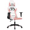 Silla Gaming | Silla De Oficina | Silla Gamer Ergonomica De Masaje Cuero Sintético Blanco Y Rosa Cfw790397