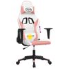 Silla Gaming | Silla De Oficina | Silla Gamer Ergonomica De Masaje Cuero Sintético Blanco Y Rosa Cfw790397