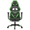 Silla Gaming | Silla De Oficina | Silla Gamer Ergonomica De Masaje Y Reposapiés Cuero Sintético Negro Verde Cfw790457