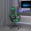 Silla Gaming | Silla De Oficina | Silla Gamer Ergonomica Giratoria Y Reposapiés Cuero Sintético Negro Verde Cfw790486