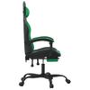 Silla Gaming | Silla De Oficina | Silla Gamer Ergonomica Giratoria Y Reposapiés Cuero Sintético Negro Verde Cfw790486