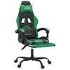 Silla Gaming | Silla De Oficina | Silla Gamer Ergonomica Giratoria Y Reposapiés Cuero Sintético Negro Verde Cfw790486