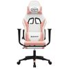 Silla Gaming Masaje | Silla De Oficina | Silla Gamer Ergonomica Y Reposapiés Cuero Sintético Blanco Y Rosa Cfw790498