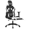 Silla Gaming Masaje | Silla De Oficina | Silla Gamer Ergonomica Y Reposapiés Cuero Sintético Negro Blanco Cfw790499