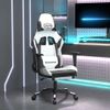 Silla Gaming Masaje | Silla De Oficina | Silla Gamer Ergonomica Y Reposapiés Cuero Sintético Negro Blanco Cfw790506